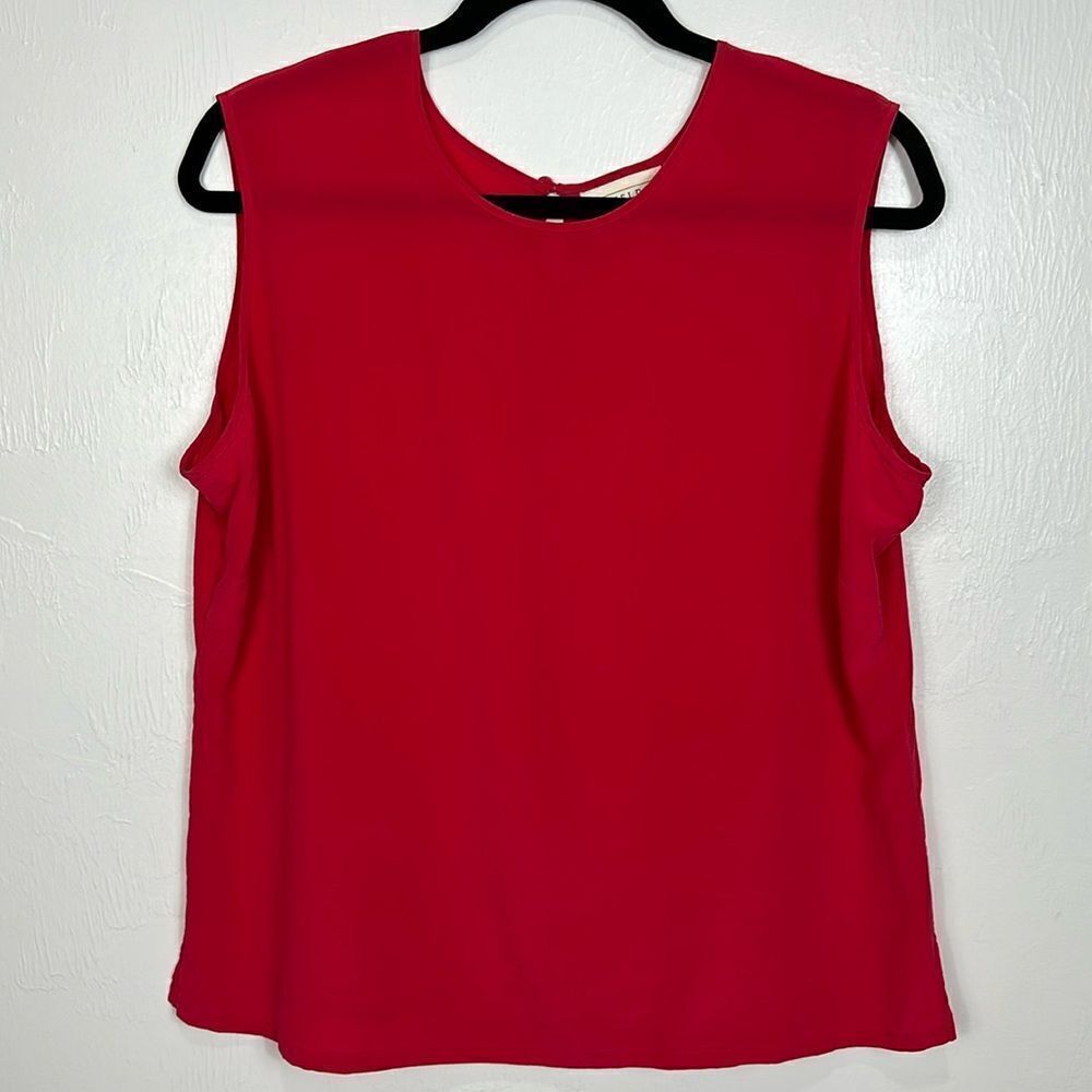 Field Manor Modern Classics Vintage Silk Sleeveless Blouse Top In Red Size XL